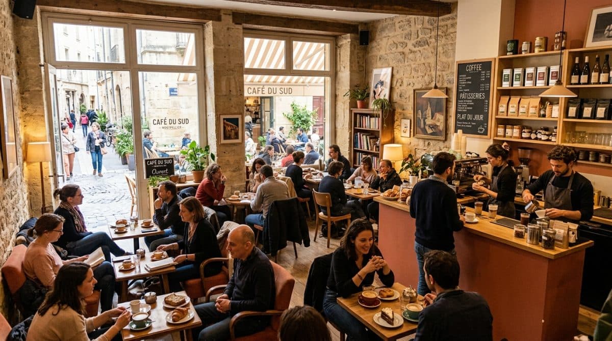 Illustration générée : ✨ fonds de commerce – salon de thé / coffee shop 📍 hypercentre montpellier – quartier écusson