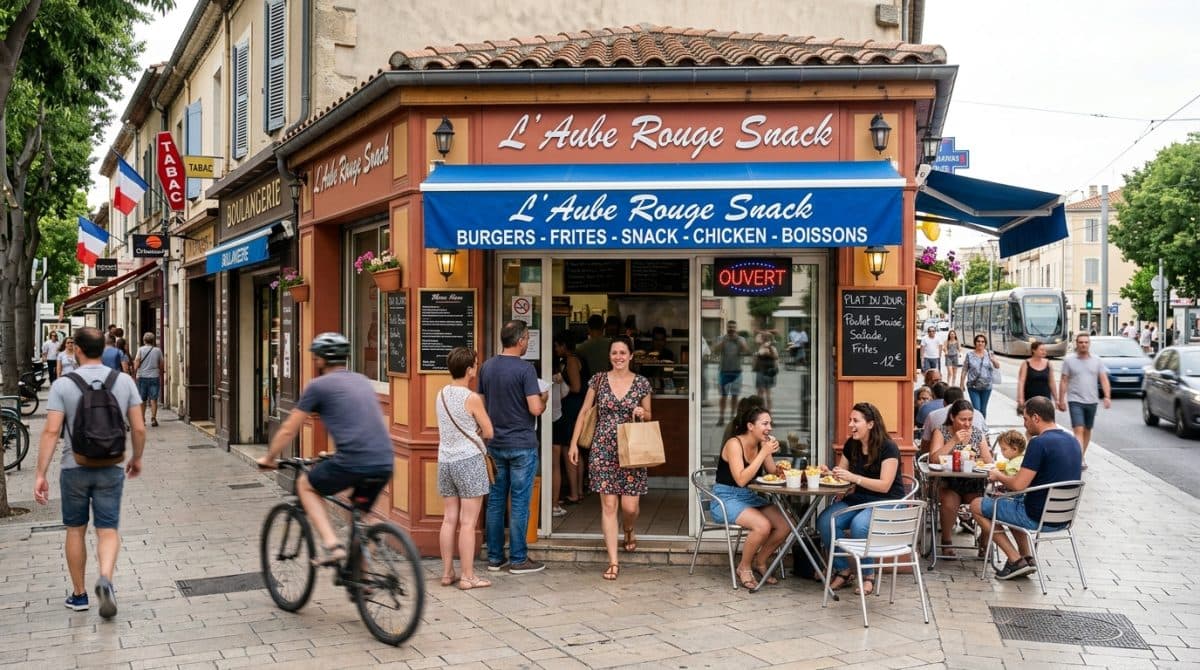 Illustration générée : A vendre murs commerciaux loués Castelnau Le lez AUBE ROUGE