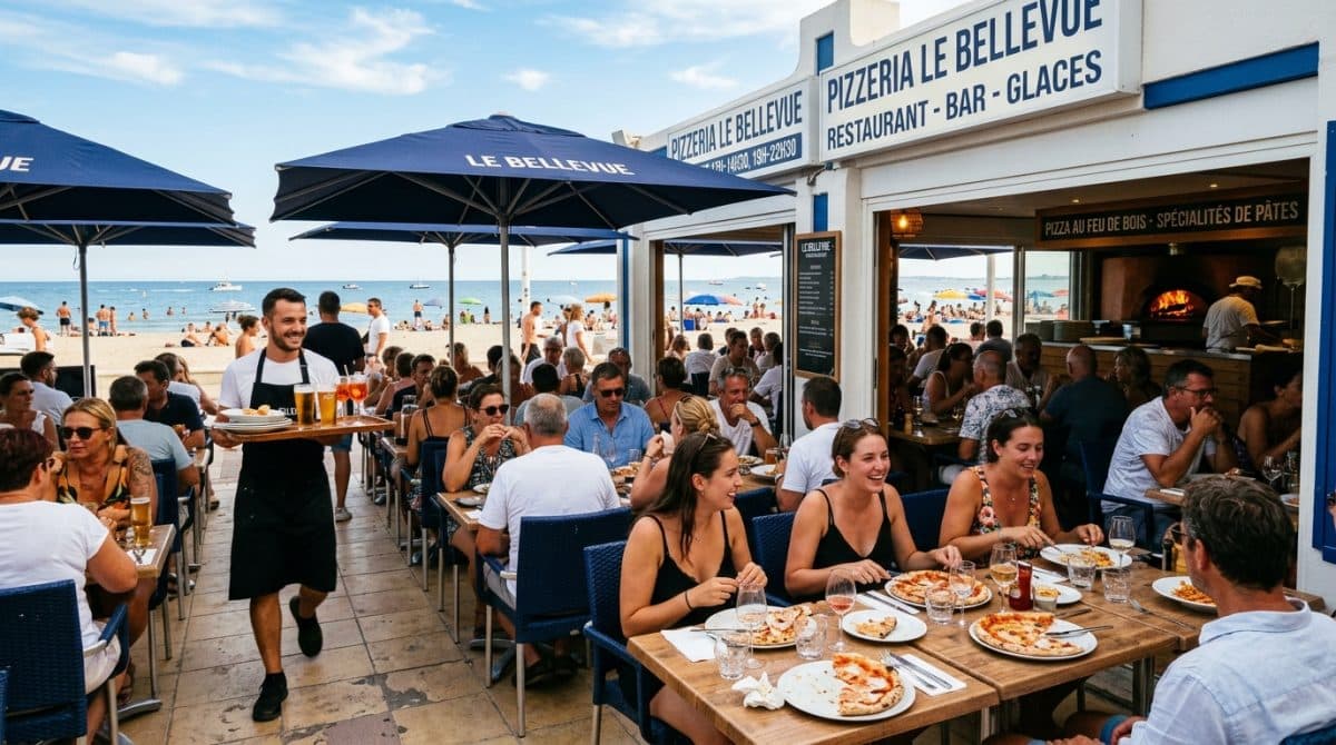 Illustration générée : À vendre – bar - restaurant - pizzeria – licence IV – face à la mer