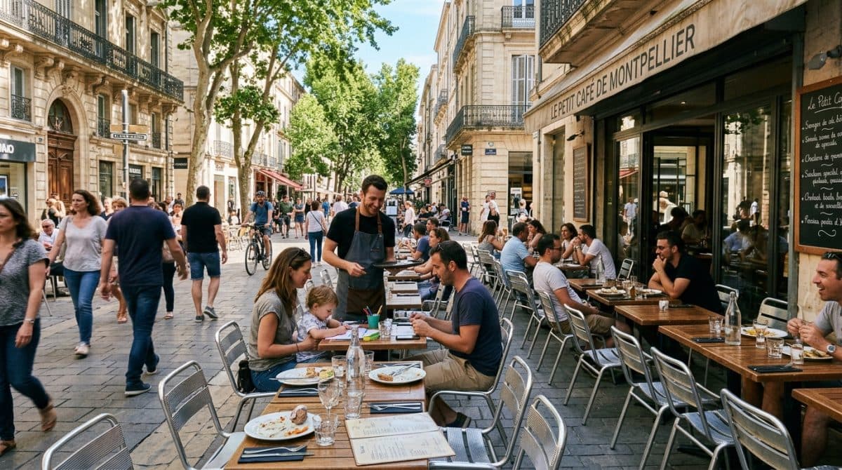 Illustration générée : Reprise restaurant montpellier centre activité en place clé en main