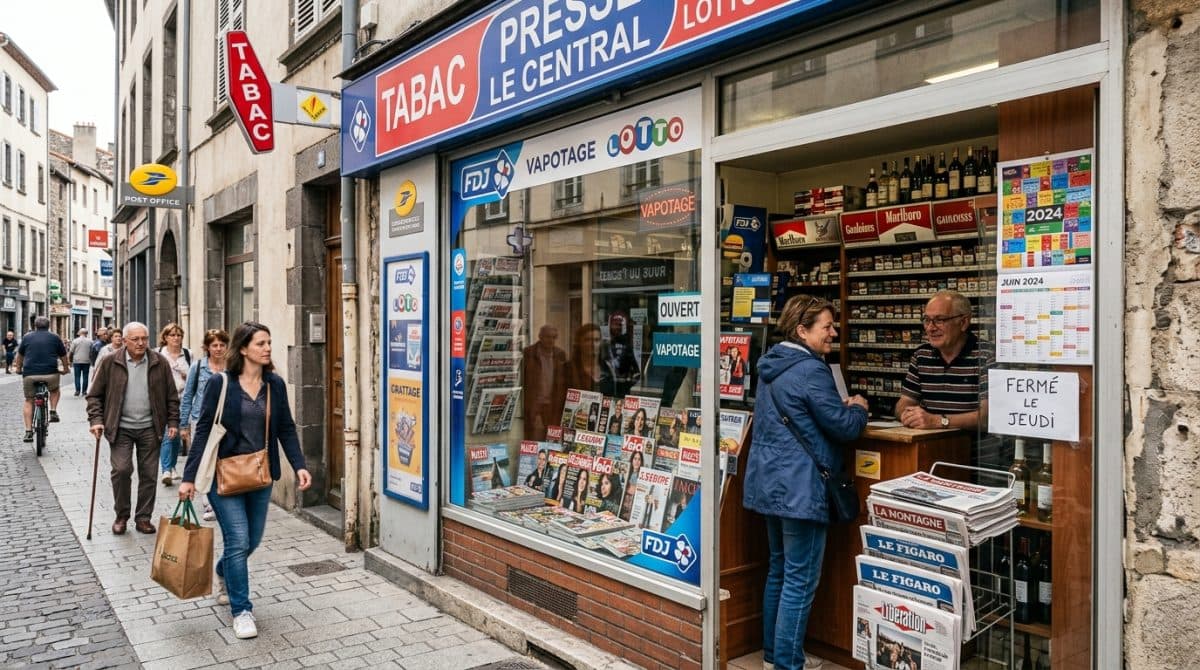 Illustration générée : Tabac presse loto PMU en vente a clermont
